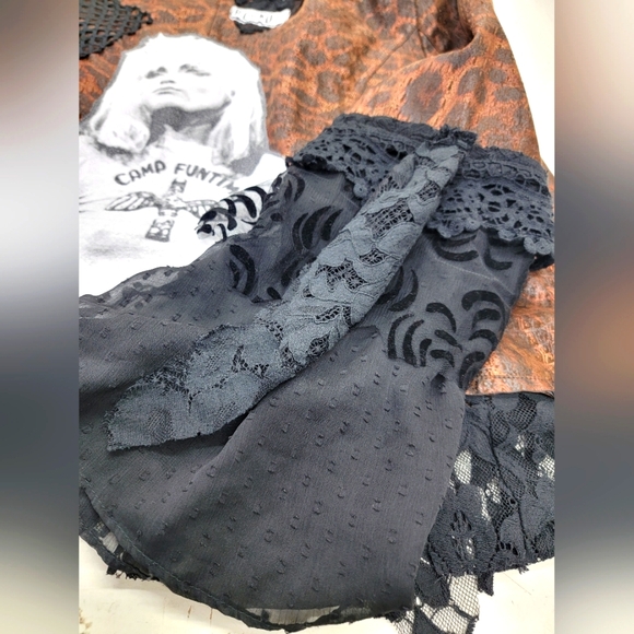 Rock Couture Blondie Leopard & Lace Jacket Upcycled Retro Band Merch - Picture 12 of 16